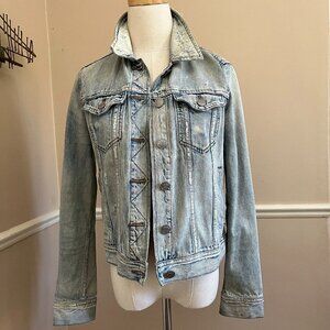 J Crew Indigo Denim Jean Jacket Distressed Size Small